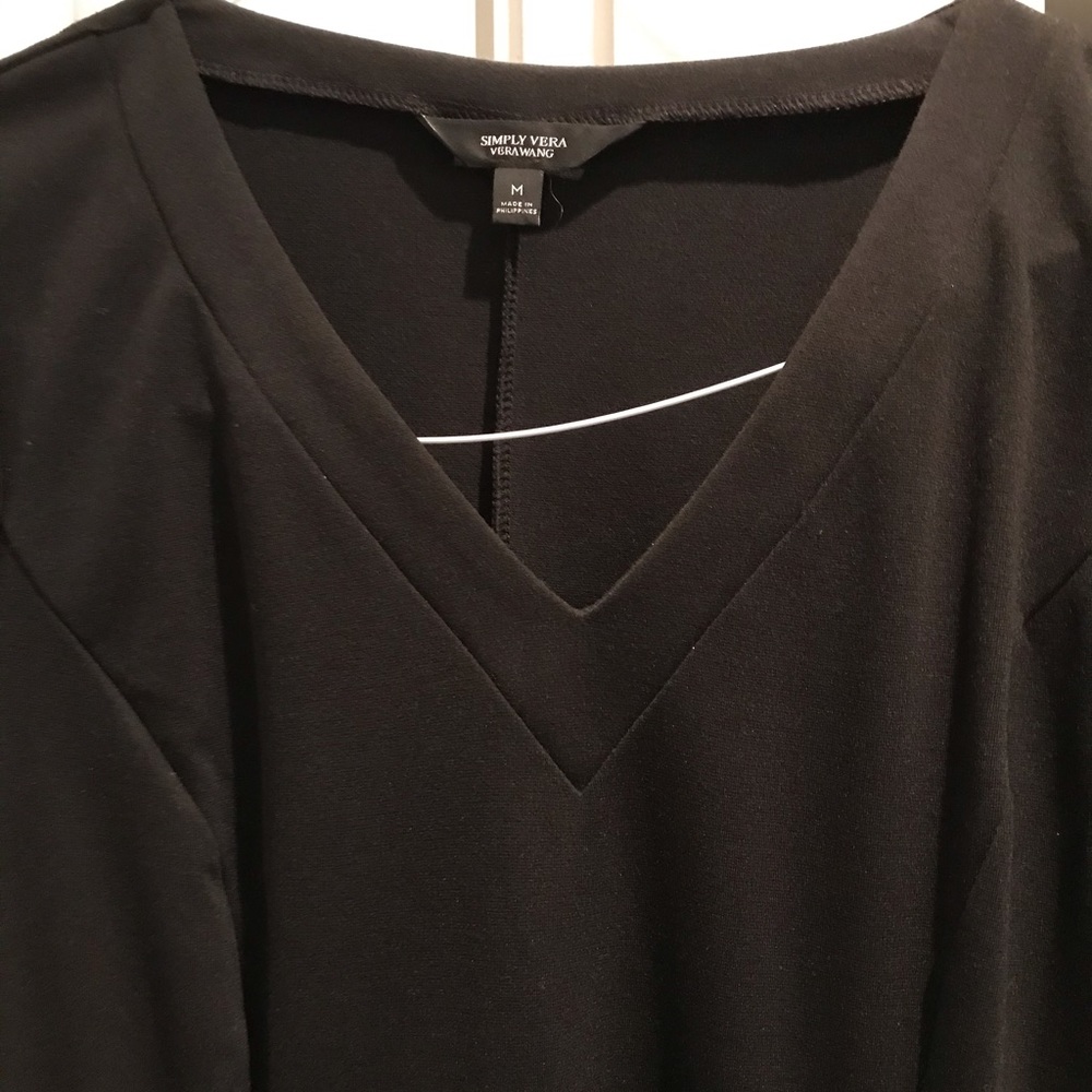 A-line black v-neck dress